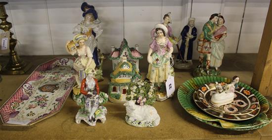 Collection of Staffordshire, Majolica plates, Derby etc.